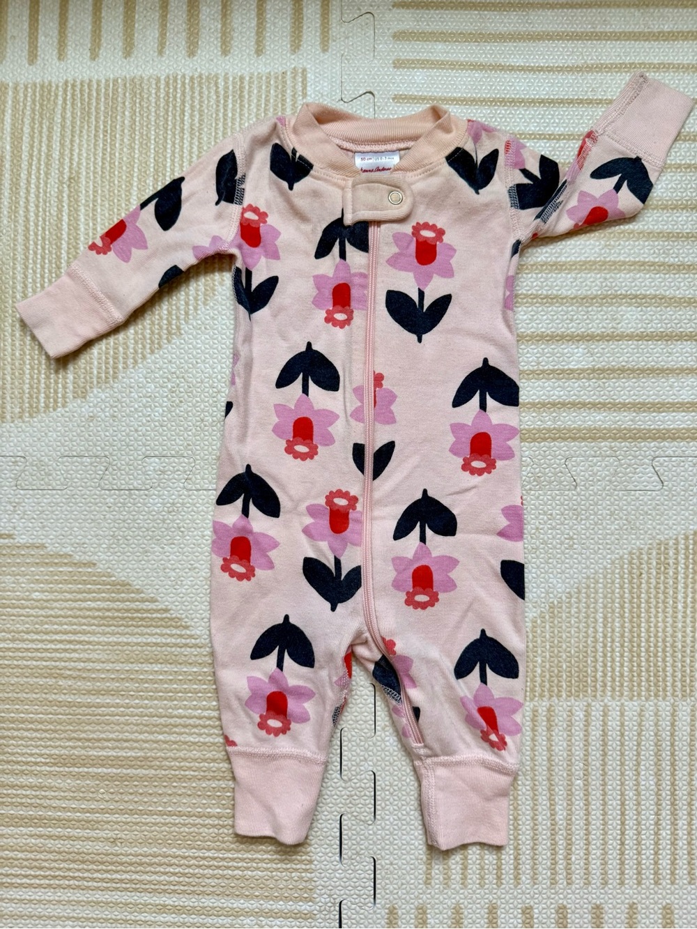 Hanna Andersson Pink Floral One-Piece Zipper Romper